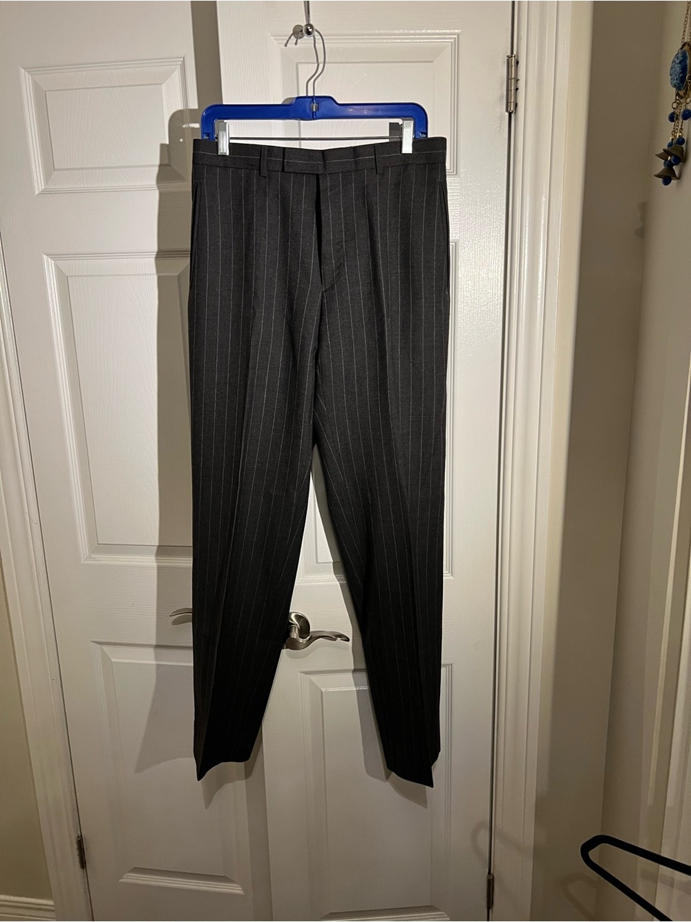 Men's Black Pinstripe Dress Trousers - Tailored Professional Fit